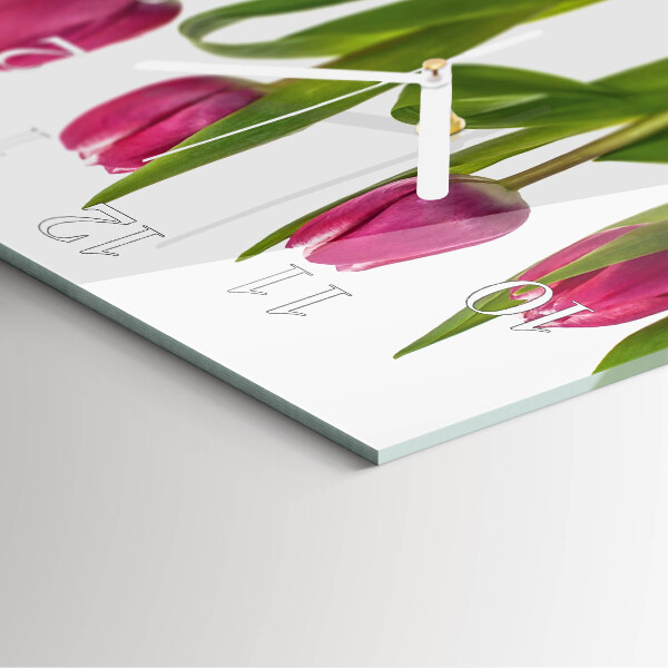 Wanduhr quadratisch Tulpen