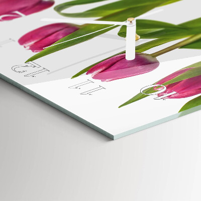 Wanduhr quadratisch Tulpen