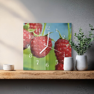 Wanduhr quadratisch Himbeeren