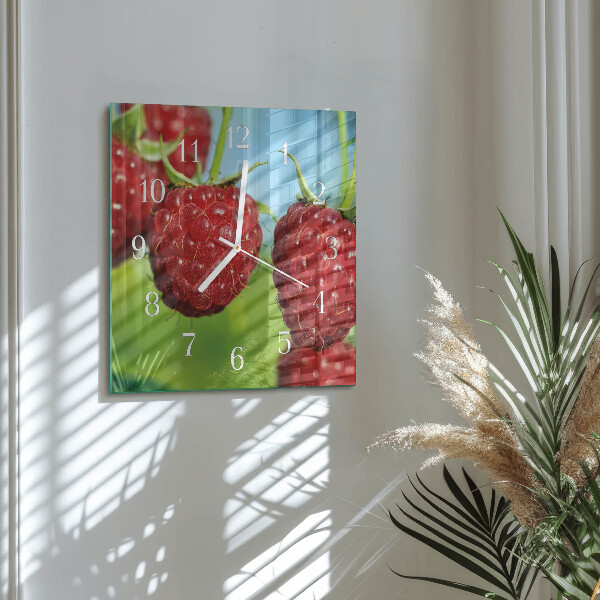 Wanduhr quadratisch Himbeeren