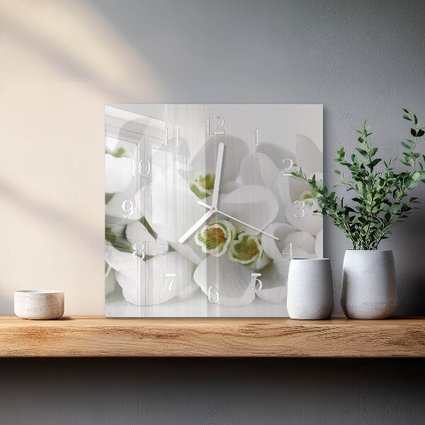 Wanduhr quadratisch Blumen