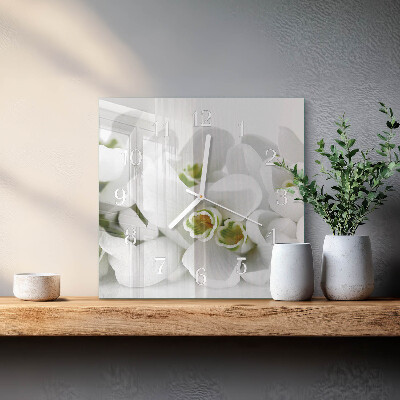 Wanduhr quadratisch Blumen