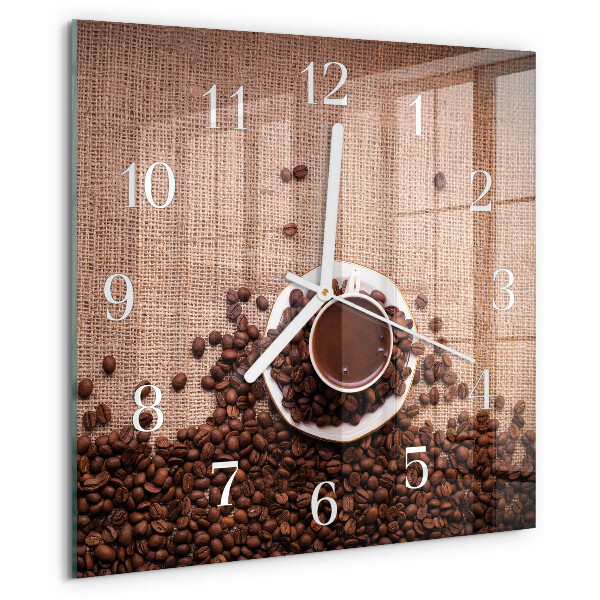 Wanduhr quadratisch Kaffeebohnen