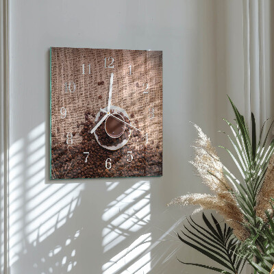 Wanduhr quadratisch Kaffeebohnen