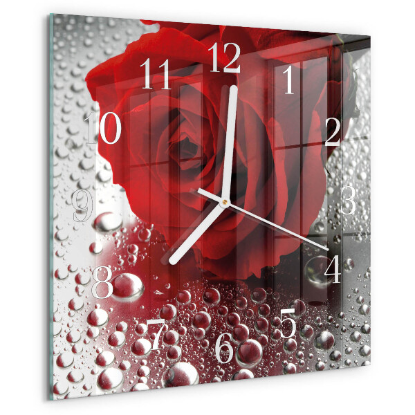 Wanduhr quadratisch Rose