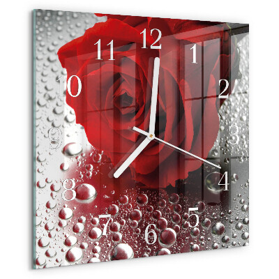 Wanduhr quadratisch Rose