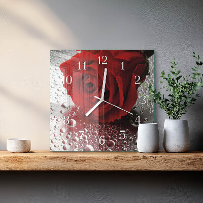 Wanduhr quadratisch Rose