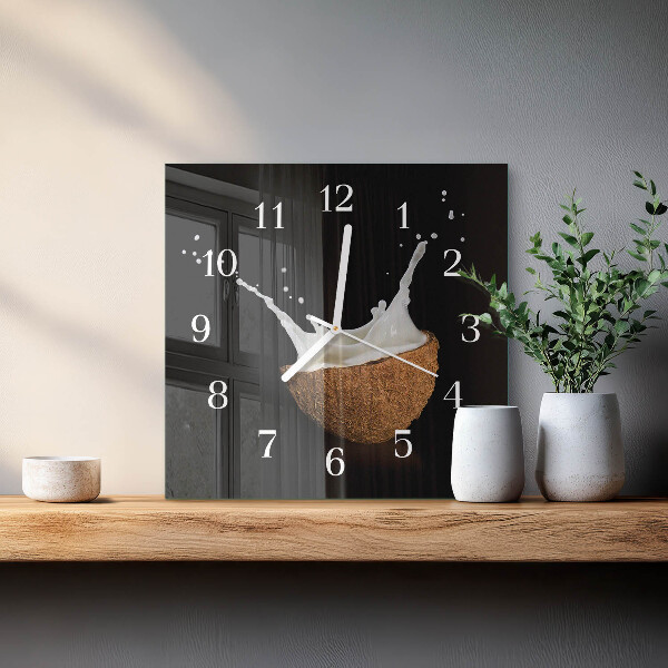 Wanduhr quadratisch Kokosnuss