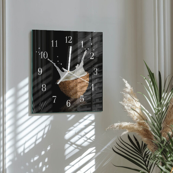 Wanduhr quadratisch Kokosnuss