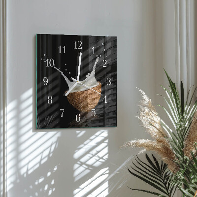 Wanduhr quadratisch Kokosnuss