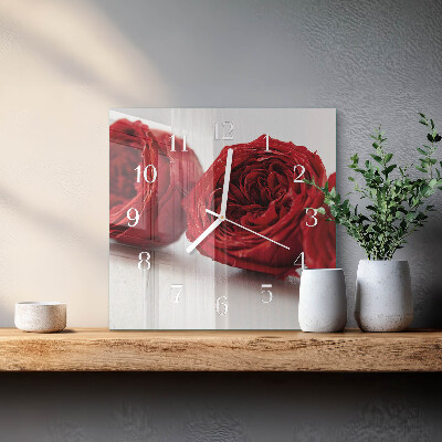 Wanduhr quadratisch Blumen