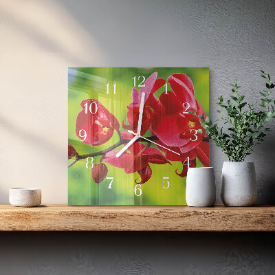 Wanduhr quadratisch Orchidee
