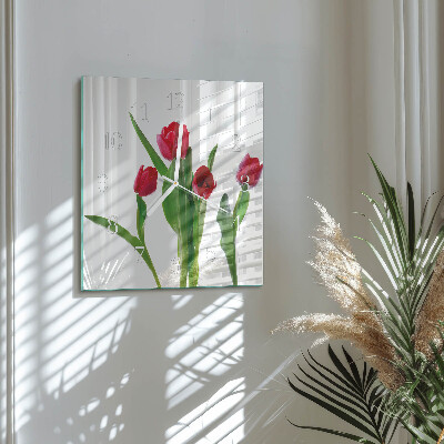 Wanduhr quadratisch Tulpen