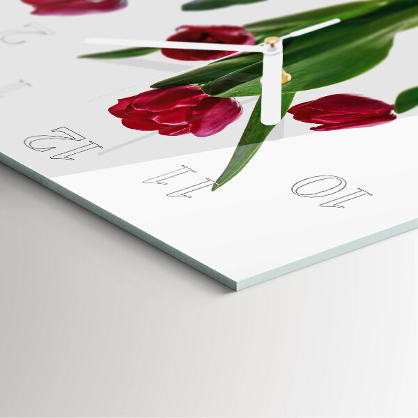 Wanduhr quadratisch Tulpen