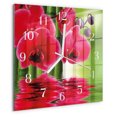 Wanduhr quadratisch Orchidee