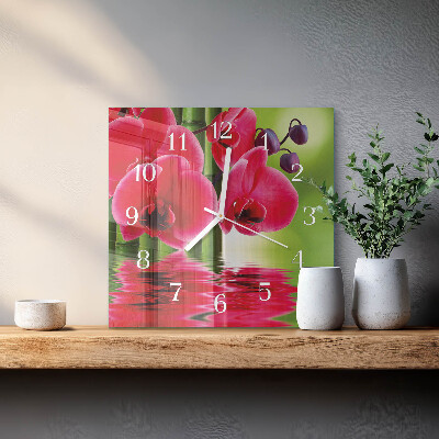 Wanduhr quadratisch Orchidee