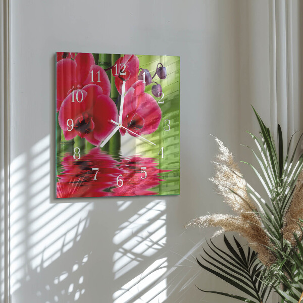 Wanduhr quadratisch Orchidee