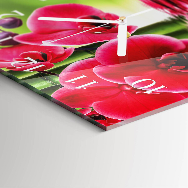 Wanduhr quadratisch Orchidee