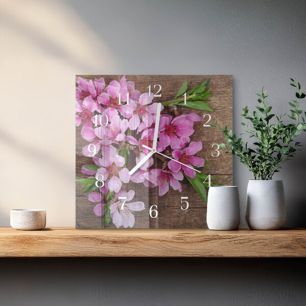 Wanduhr quadratisch Blumen