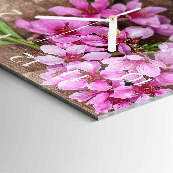 Wanduhr quadratisch Blumen