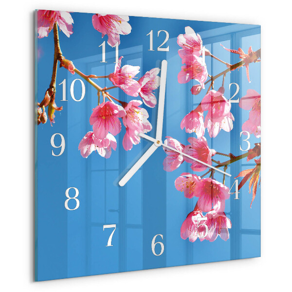 Wanduhr quadratisch Blumen