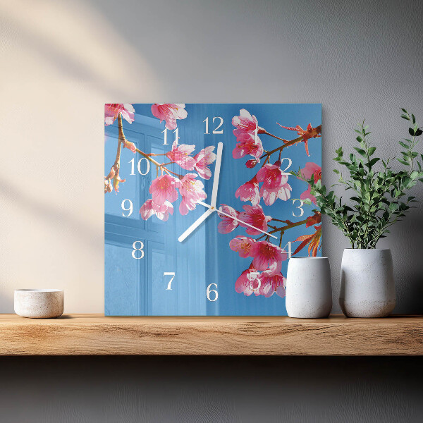 Wanduhr quadratisch Blumen