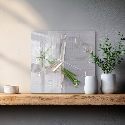 Wanduhr quadratisch Blumenstrauß