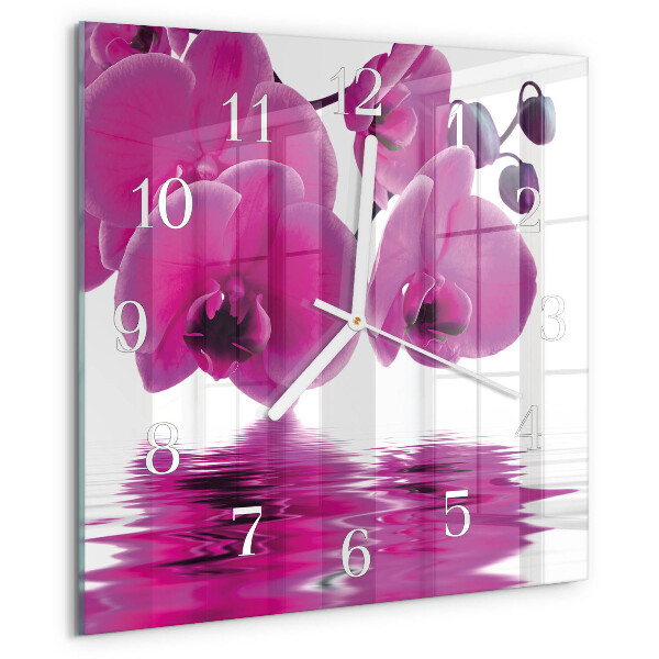 Wanduhr quadratisch Orchidee
