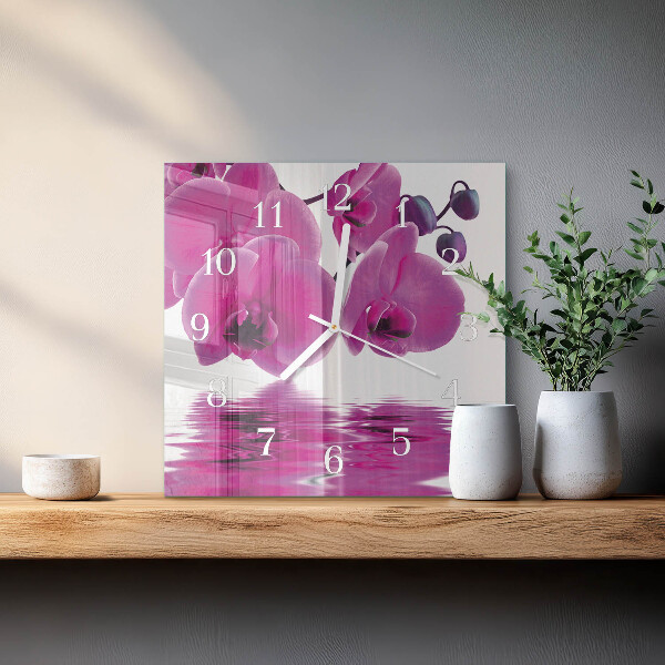 Wanduhr quadratisch Orchidee