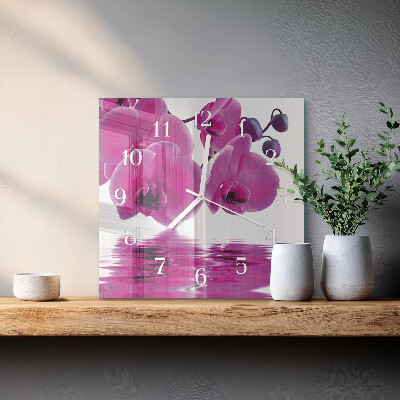 Wanduhr quadratisch Orchidee