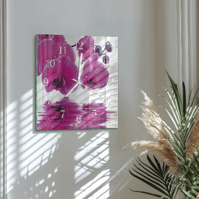 Wanduhr quadratisch Orchidee