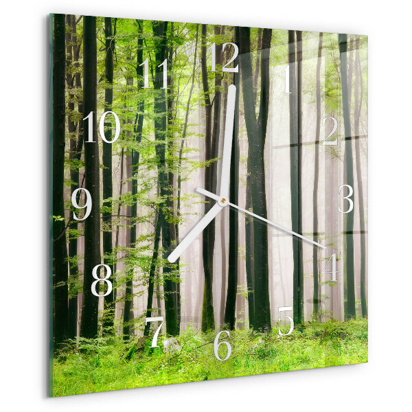 Wanduhr quadratisch Wald