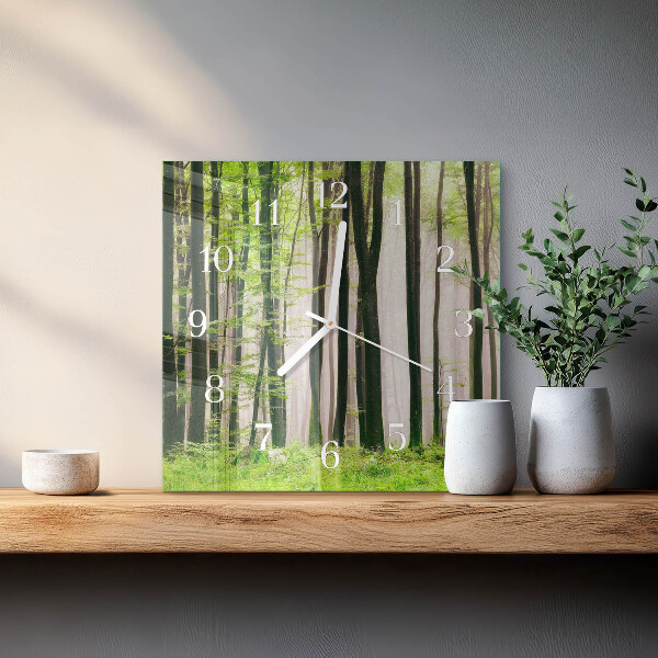Wanduhr quadratisch Wald