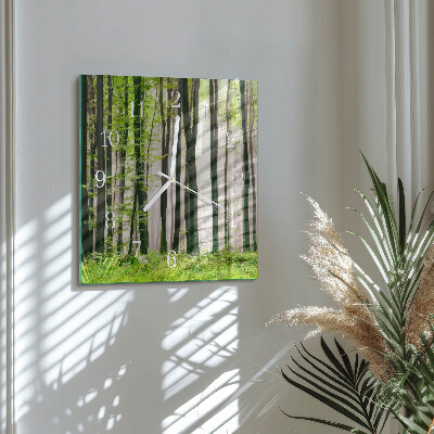 Wanduhr quadratisch Wald