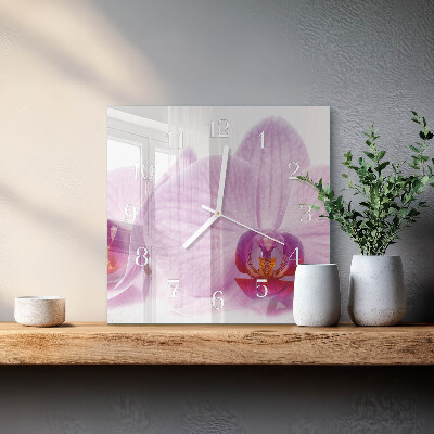 Wanduhr quadratisch Orchidee