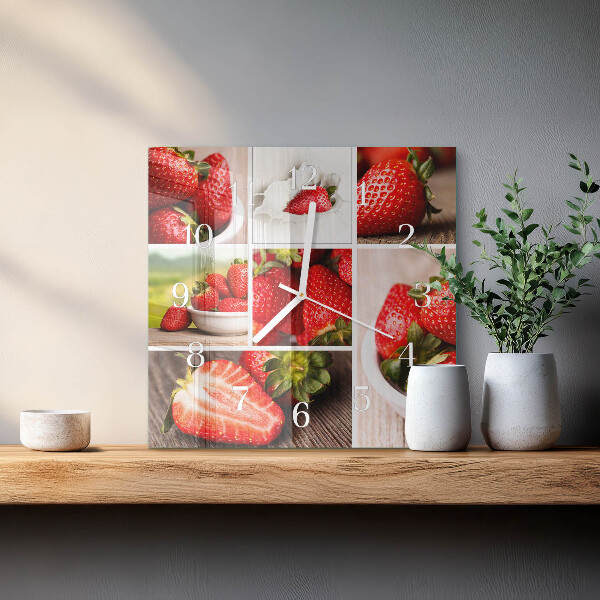 Wanduhr quadratisch Erdbeeren