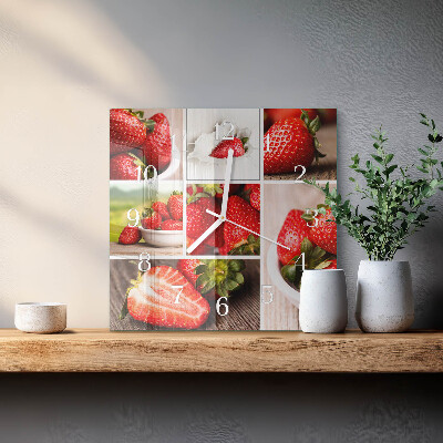 Wanduhr quadratisch Erdbeeren