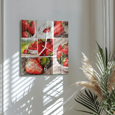 Wanduhr quadratisch Erdbeeren