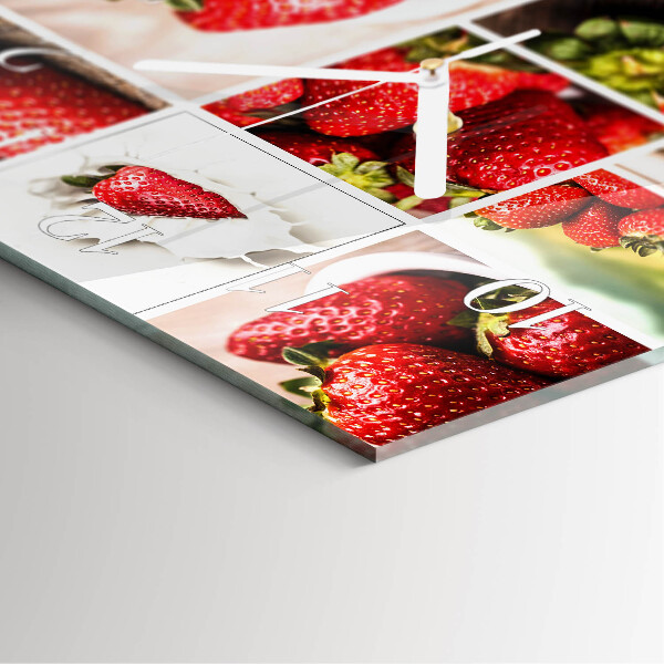 Wanduhr quadratisch Erdbeeren