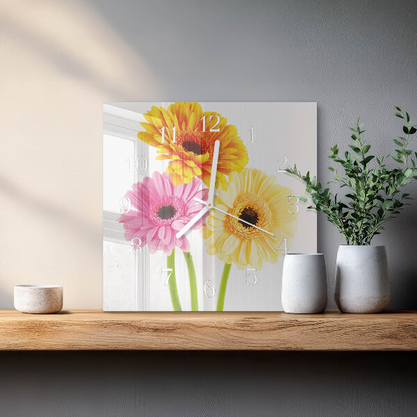 Wanduhr quadratisch Blumen