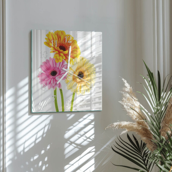 Wanduhr quadratisch Blumen