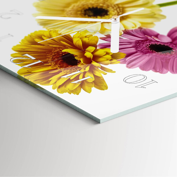 Wanduhr quadratisch Blumen