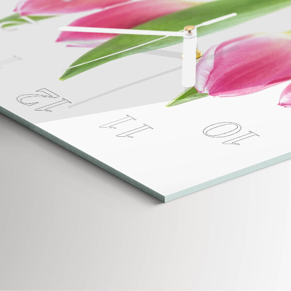 Wanduhr quadratisch Tulpen