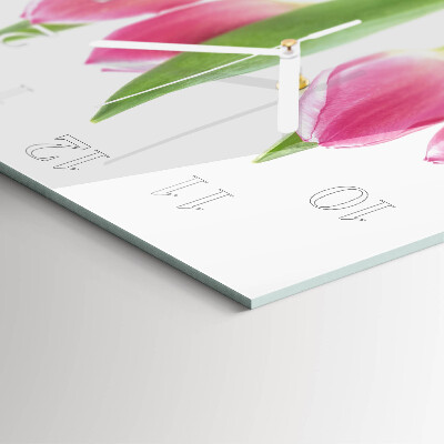 Wanduhr quadratisch Tulpen