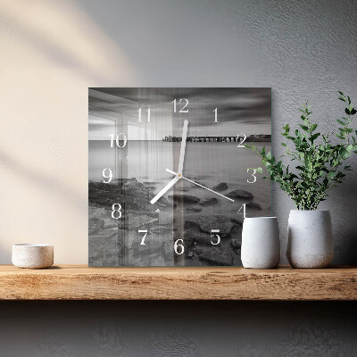 Wanduhr quadratisch Flussufer