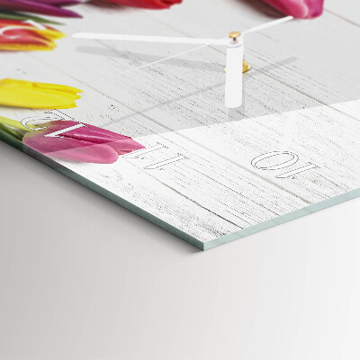 Wanduhr quadratisch Tulpen
