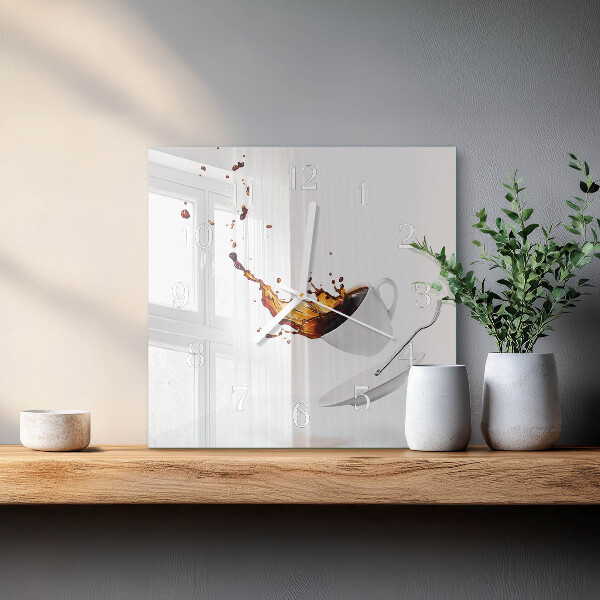 Wanduhr quadratisch Tasse