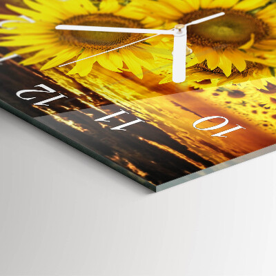 Wanduhr quadratisch Sonnenblumen