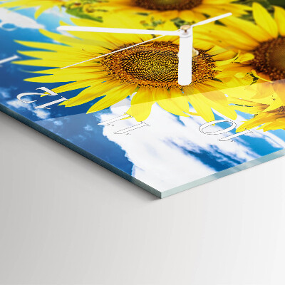 Wanduhr quadratisch Sonnenblumen