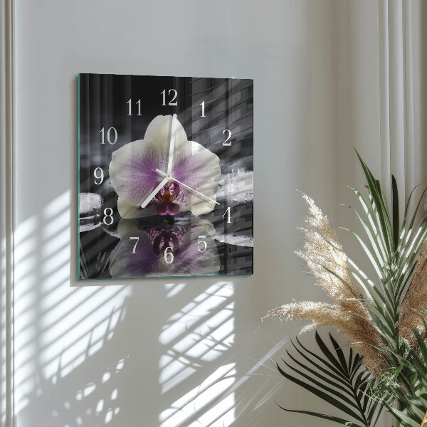 Wanduhr quadratisch Orchidee